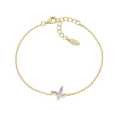 Amen Bracciale Argento Gold Farfalla Zirconi Lavanda e Bianchi