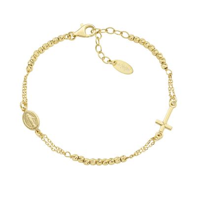 Amen Rosario Argento Gold con Sfere Diamantate