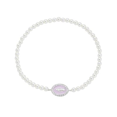 Amen Bracciale Perle Madonnina Rosa e Zirconi