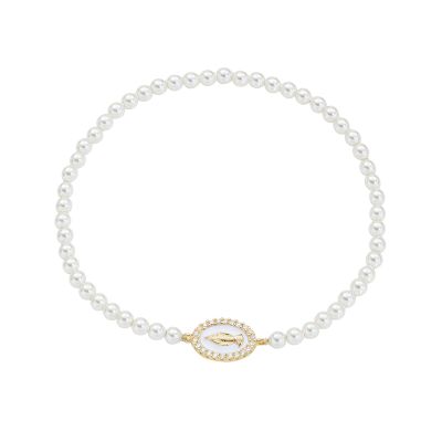 Amen Bracciale Perle Madonnina Oro Bianca e Zirconi