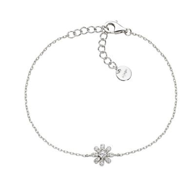 Amen Bracciale Argento Fiore Cristalli Bianchi