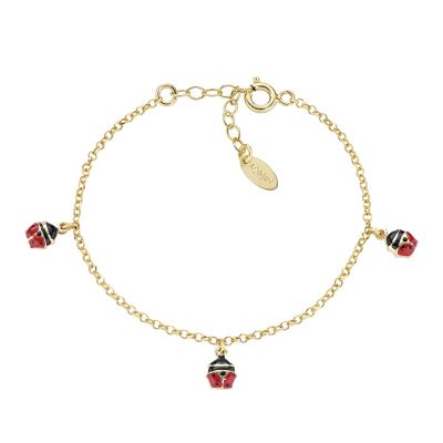 Amen Bracciale Argento Dorato Smalto Rosso e Nero