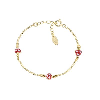 Amen Bracciale Argento Dorato Smalto Rosso e Bianco