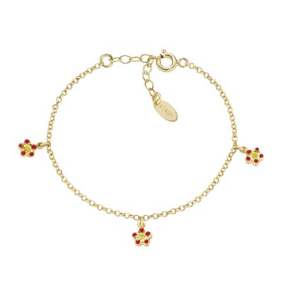 Amen Bracciale Argento Dorato Smalto Rosso e Giallo