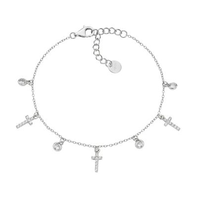 Amen Bracciale Argento Croci e Zirconi
