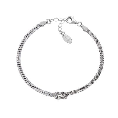 Amen Bracciale Argento Nodo D'amore con Zirconi Bianchi