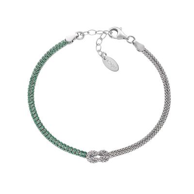 Amen Bracciale Argento Nodo D'amore con Zirconi Verdi