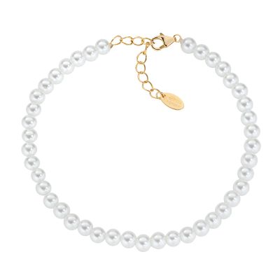 Amen Bracciale Argento Gold e Perle Swarovski