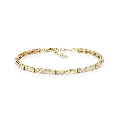 Amen Bracciale Argento Gold Elementi Geometrici e Zirconi