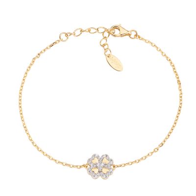 Amen Bracciale Argento Dorato Quadrifoglio Zirconato