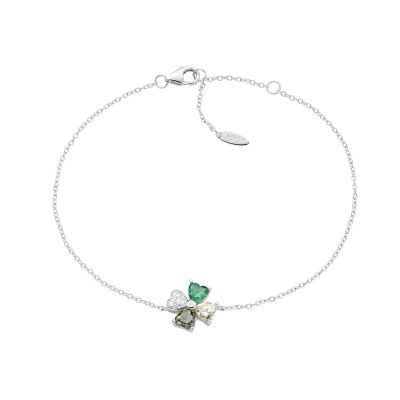 Amen Bracciale Argento Quadricuore Verde