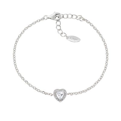 Amen Bracciale Argento Cuore Bianco