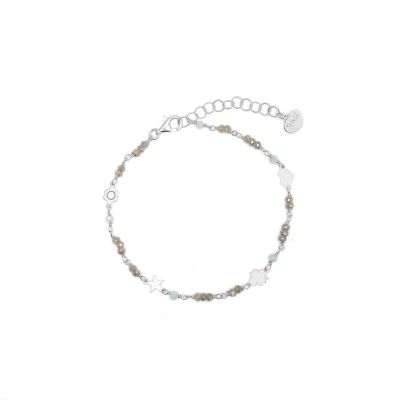 Io & Te Bracciale Argento Cristalli Grigi e Quadrifogli