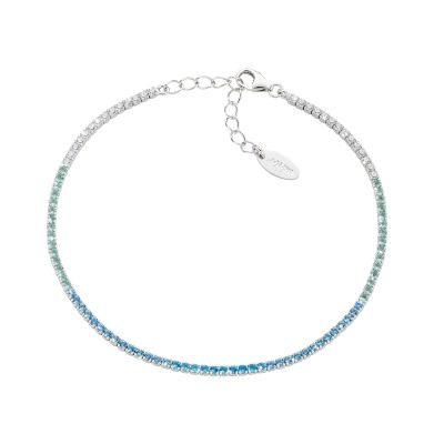 Amen Tennis Argento Zirconi Acquamarina e Bianchi