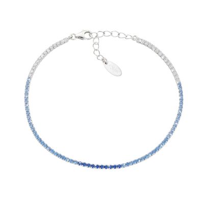 Amen Tennis Argento Zirconi Blu e Bianchi
