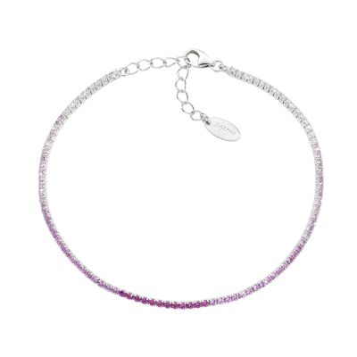 Amen Tennis Argento Zirconi Fucsia e Bianchi