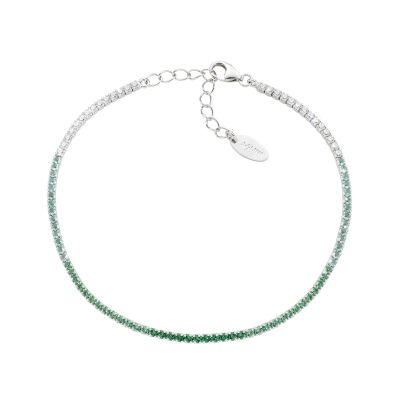 Amen Tennis Argento Zirconi Verdi e Bianchi