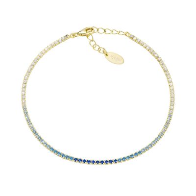 Amen Tennis Argento Gold Zirconi Blu e Bianchi