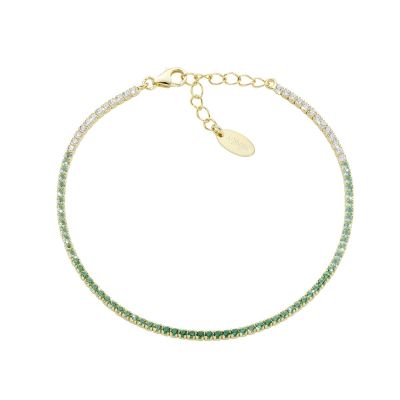 Amen Tennis Argento Gold Zirconi Verdi e Bianchi
