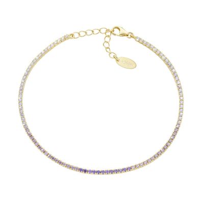 Amen Tennis Argento Gold Zirconi Viola e Bianchi