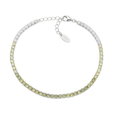 Amen Tennis Argento Zirconi Oliva e Bianchi