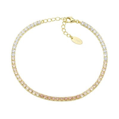 Amen Tennis Argento Gold Zirconi Gialli e Bianchi