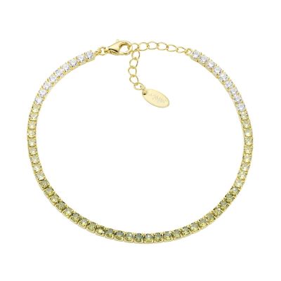 Amen Tennis Argento Gold Zirconi Oliva e Bianchi