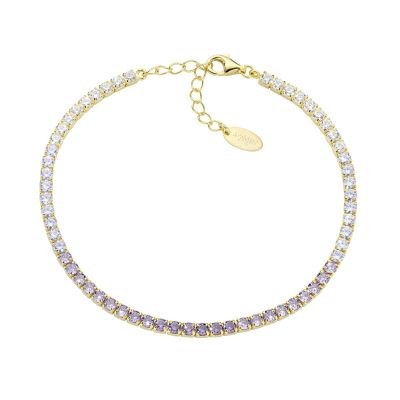 Amen Tennis Argento Gold Zirconi Viola e Bianchi