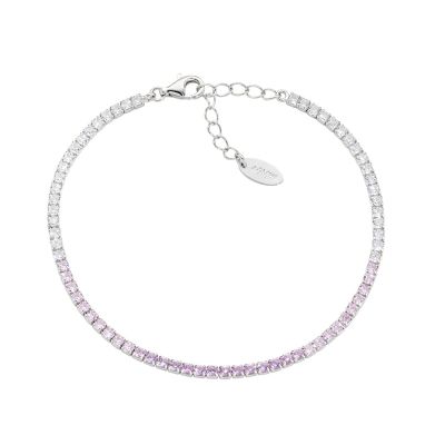 Amen Tennis Argento Zirconi Rosa e Bianchi