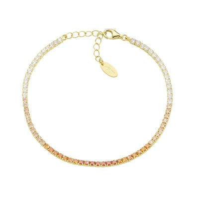 Amen Tennis Argento Gold Zirconi Arancioni e Bianchi