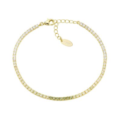 Amen Tennis Argento Gold Zirconi Verdi e Bianchi