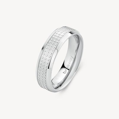 Brosway Anello Acciaio Sabbiato Fascia Stretta Bullet