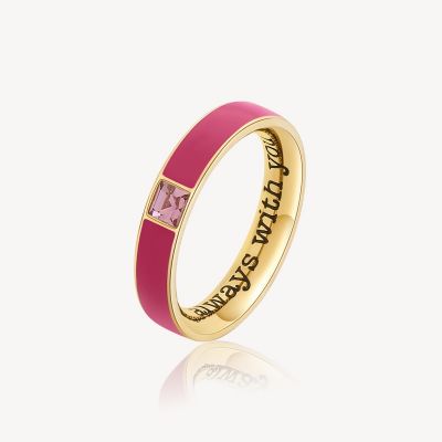 Brosway Anello Acciaio Gold Smalto Viola e Cristallo With You