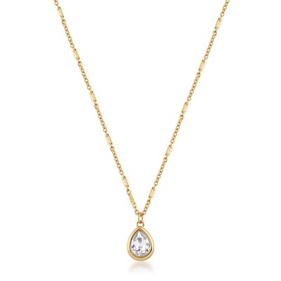 Brosway Collana Acciaio Gold Cristallo Bianco Symphonia