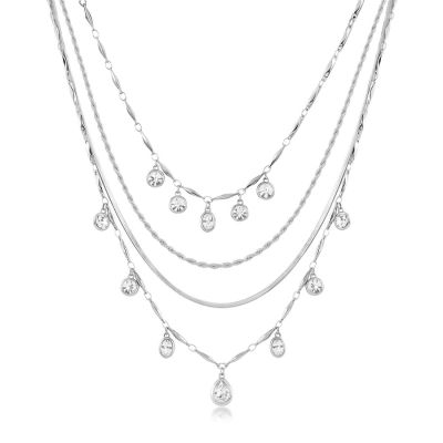 Brosway Collana Multifilo Acciaio Cristalli Bianchi Symphonia