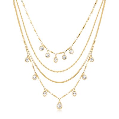 Brosway Collana Multifilo Acciaio Gold Cristalli Bianchi Symphonia