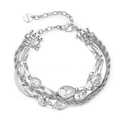 Brosway Bracciale Multifilo Acciaio Cristalli Bianchi Symphonia