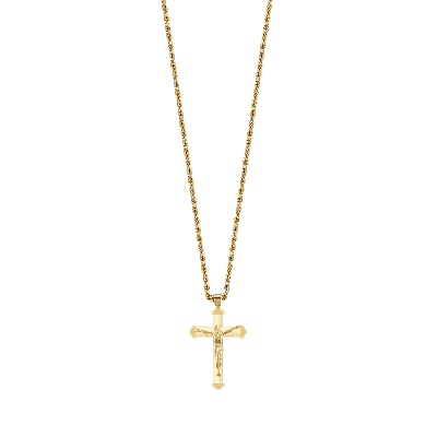 Luca Barra Collana Acciaio Gold con Crocefisso