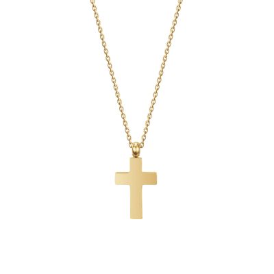 Luca Barra Collana Acciaio Gold con Croce