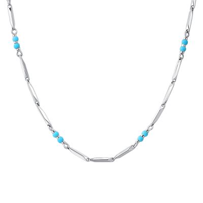 Luca Barra Collana Acciaio Pietre Turchesi