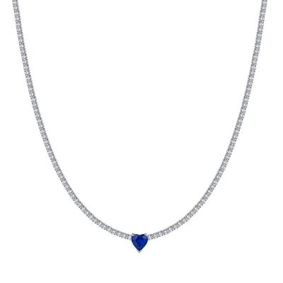 Luca Barra Collana Tennis Cuore Blu