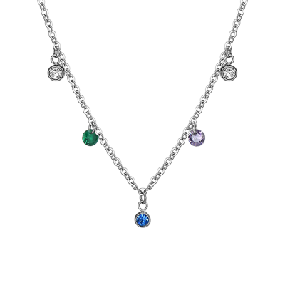 Luca Barra Collana Acciaio Cristalli Multicolor