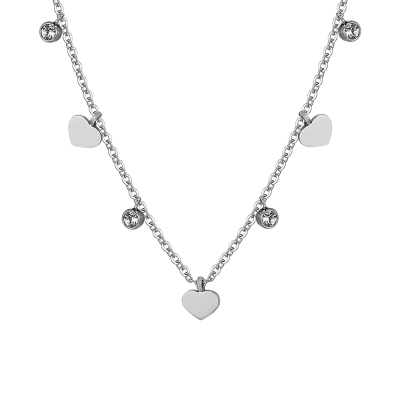 Luca Barra Collana Acciaio Cuori e Cristalli