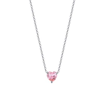Luca Barra Collana Acciaio Cuore Rosa