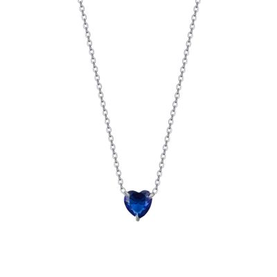 Luca Barra Collana Acciaio Cuore Blu