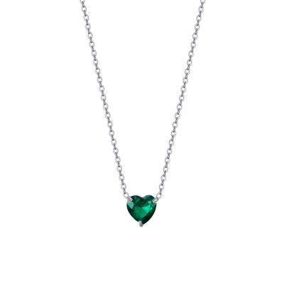 Luca Barra Collana Acciaio Cuore Verde