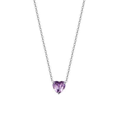 Luca Barra Collana Acciaio Cuore Viola