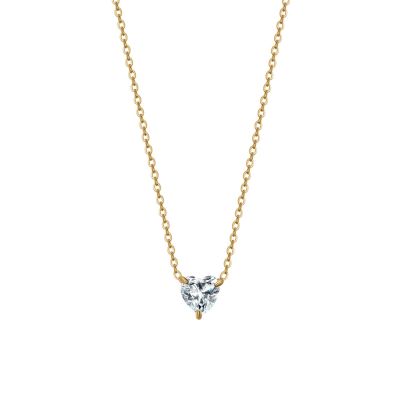 Luca Barra Collana Acciaio Gold Cuore Bianco