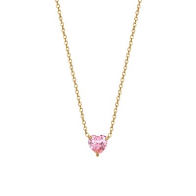 Luca Barra Collana Acciaio Gold Cuore Rosa