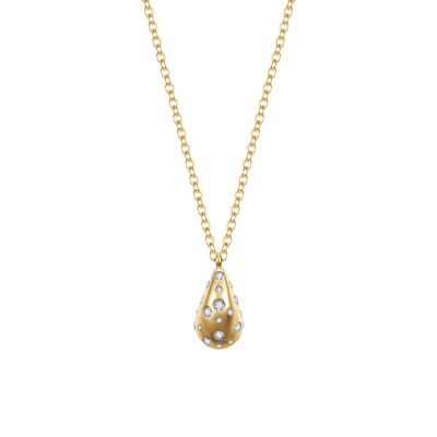 Luca Barra Collana Acciaio Gold Goccia con Cristalli